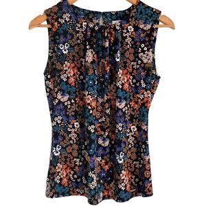 Calvin Klein Pleated Neck Sleeveless Keyhole Flowers Cami Blouse Size S/P